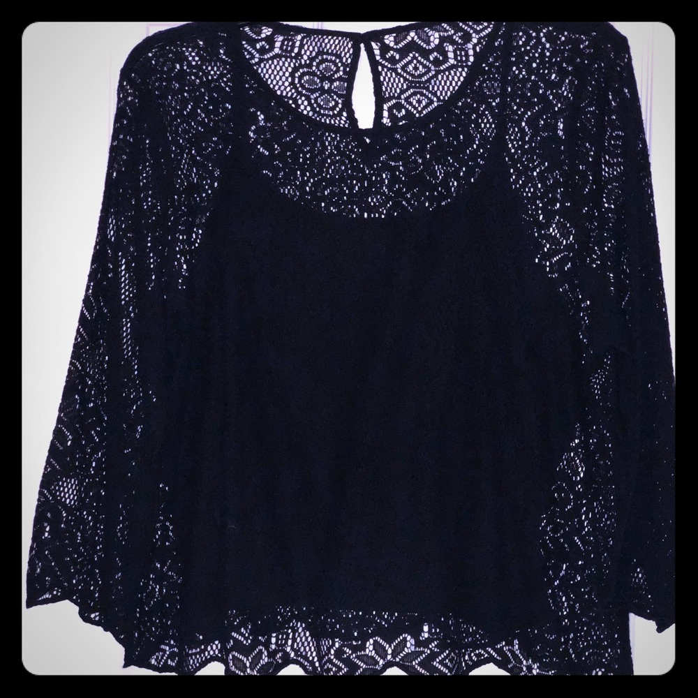 Black 2 piece Lace Top with Camisole (XXL)